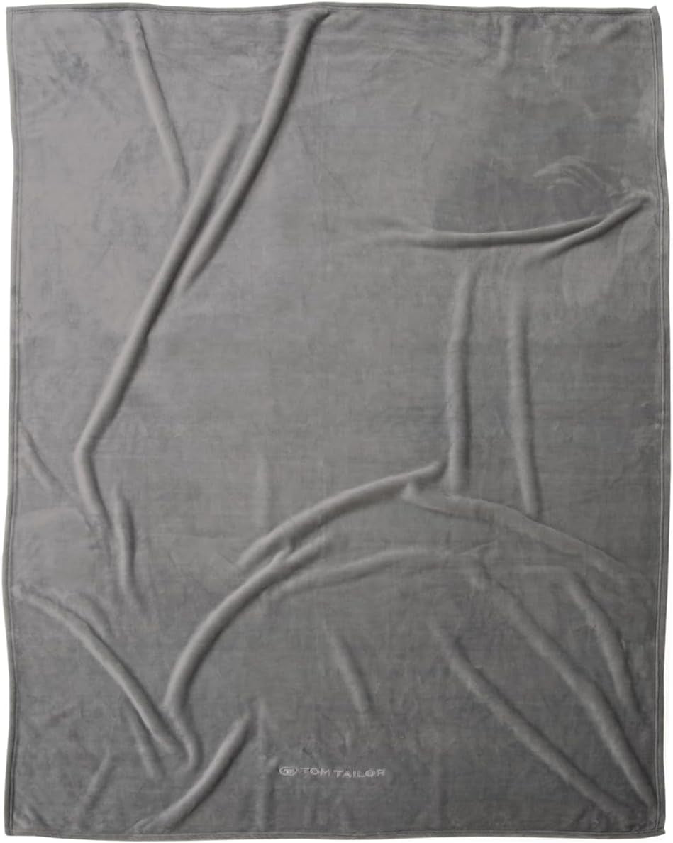 TOM TAILOR Coperta Wellsoft, 150X200 Cm, 100% Poliestere/ Wellsoft, ricamato con logo, COPERTA WELLSOFT Arancione (Corallo caldo) Coperte e trapunte Naty Shop Grigio 150X200 Cm
