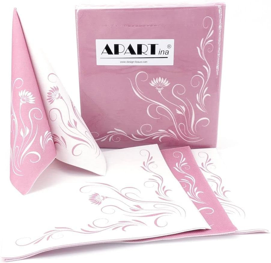 Appartina Elegantia 40X40 cm Tovaglioli Airlaid Simil Tessuto, Tovagliolo Nuziale di Alta Qualità, Tovaglioli Nuziali Simil Tessuto Tovaglioli Usa E Getta per Varie Occasioni (Rosa Antico)