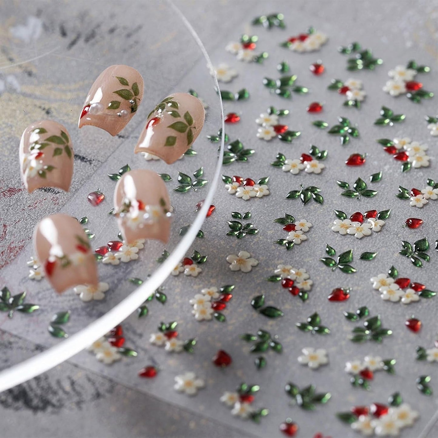 JMEOWIO 3D Nagelsticker Blume Nerdbeerenail Art Sticker Self-klebend Nagelaufkleber 5D Stereoscopico Decorazione Nageldesign Zubehör 1 Blatt