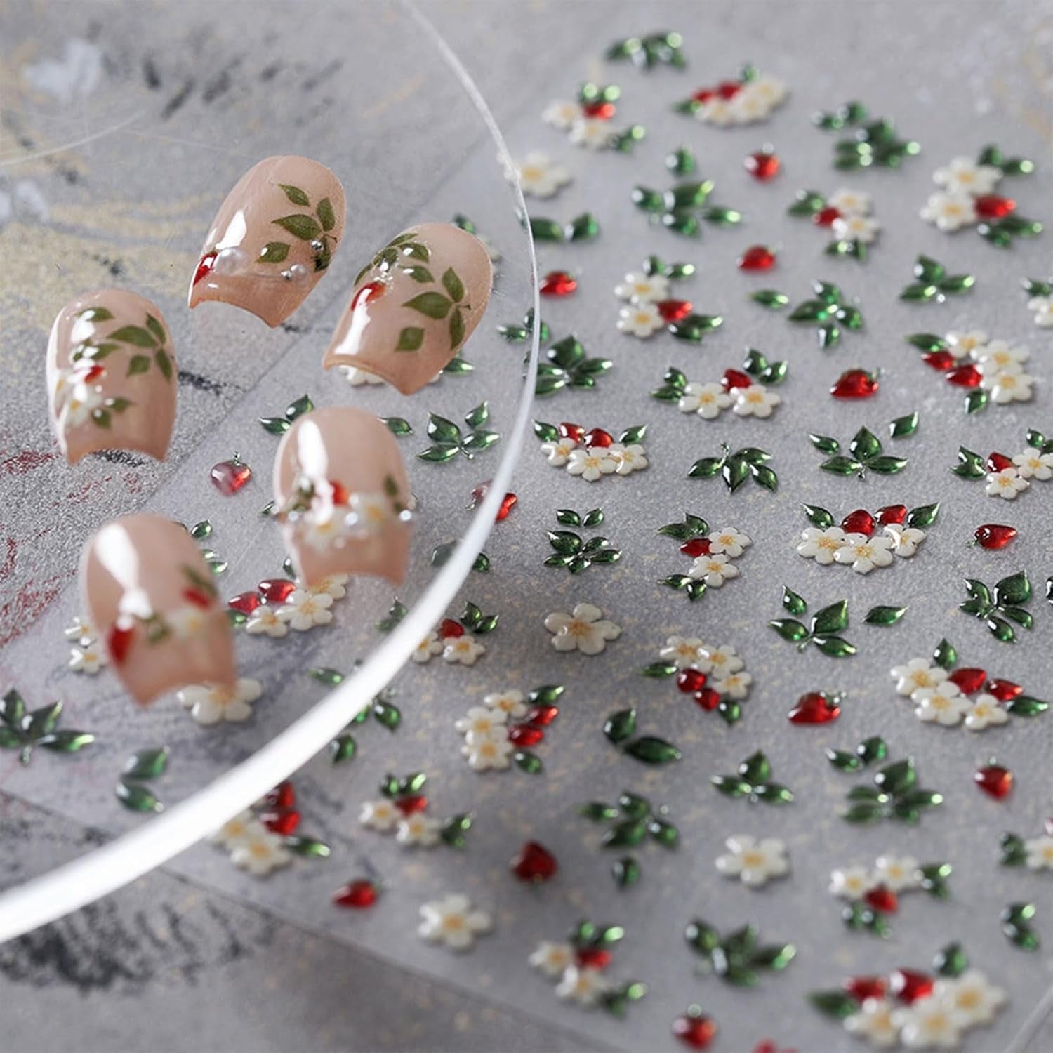 JMEOWIO 3D Nagelsticker Blume Nerdbeerenail Art Sticker Self-klebend Nagelaufkleber 5D Stereoscopico Decorazione Nageldesign Zubehör 1 Blatt