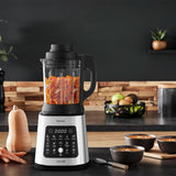 Tefal Perfectmix Cook Hochgeschwindigkeits-Standmixer, Mit Kochfunktion, 10 Auto-Programme, Heiße Und Kalte Rezepte, Abnehmbare Klingen, Inkl. Dampfkorb, Argento/Nero, BL83SD30 Cucina Naty Shop