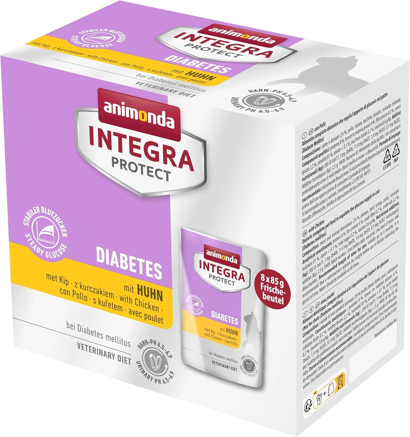 animonda INTEGRA PROTECT alimento umido per gatti diabetici con cuccioli (8 x 85 g), consigliato dai veterinari per il diabete, alimento dietetico completo per gatti adulti, sviluppato insieme ai veterinari.
