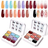 Gel per pittura sfumata, 12 colori di smalto gel sfumato con 100 spugne per unghie e 4 artigli in metallo per french manicure, nail art fai da te, set I