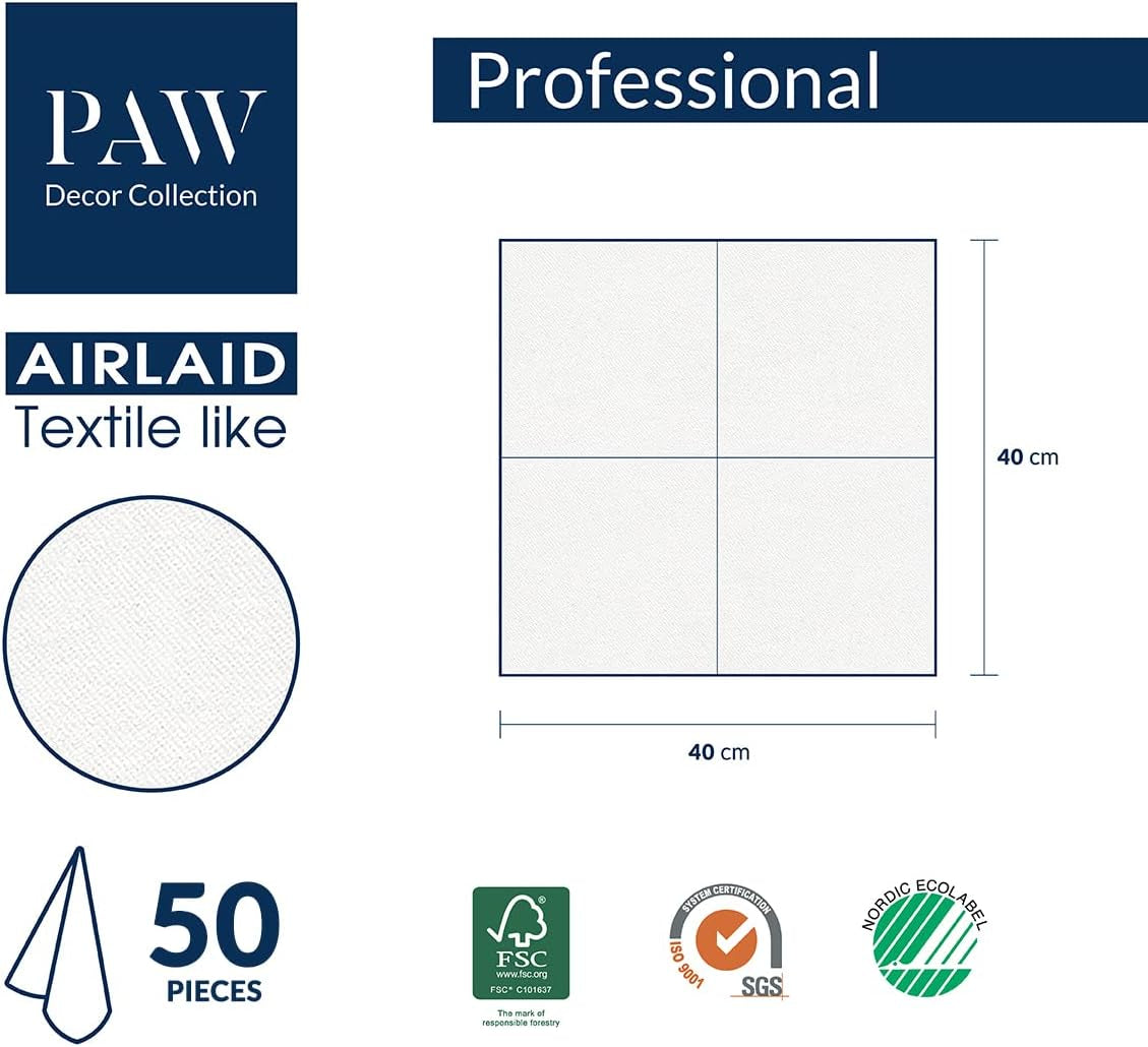 PAW - Tovaglioli Airlaid (40 X 40 Cm) I 50 Pezzi I Perfetto per Natale, Inverno, Vacanze I Decorazioni per la tavola della Vigilia di Natale I Tovaglioli Simil Tessuto Airlaid Rami Invernali I Rami Invernali