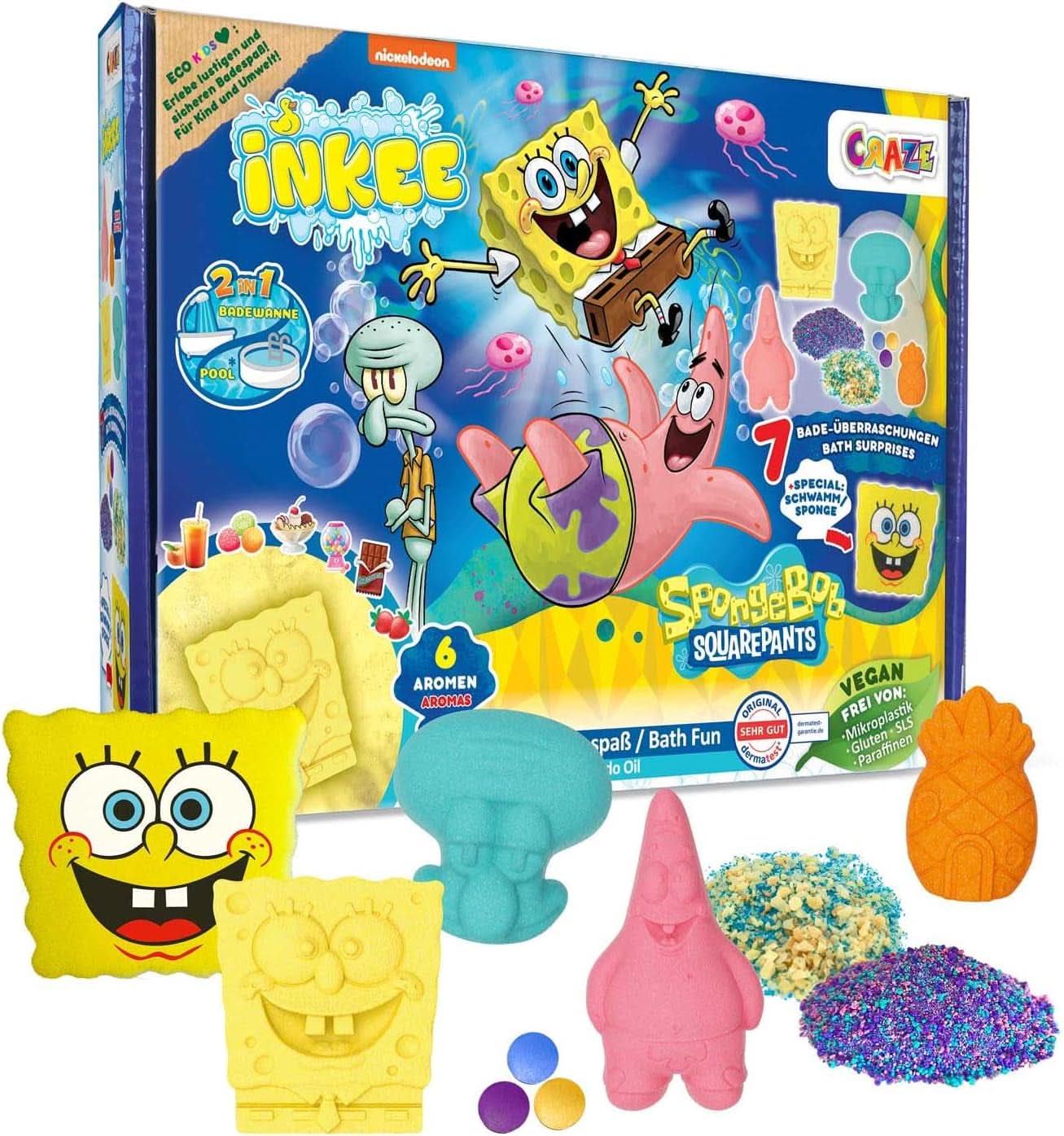 INKEE Spongebob Surprise Bomba da bagno per bambini Spongebob Squarepants da collezione 80 grammi Naty Shop Sponge Bob Set da bagno per bambini