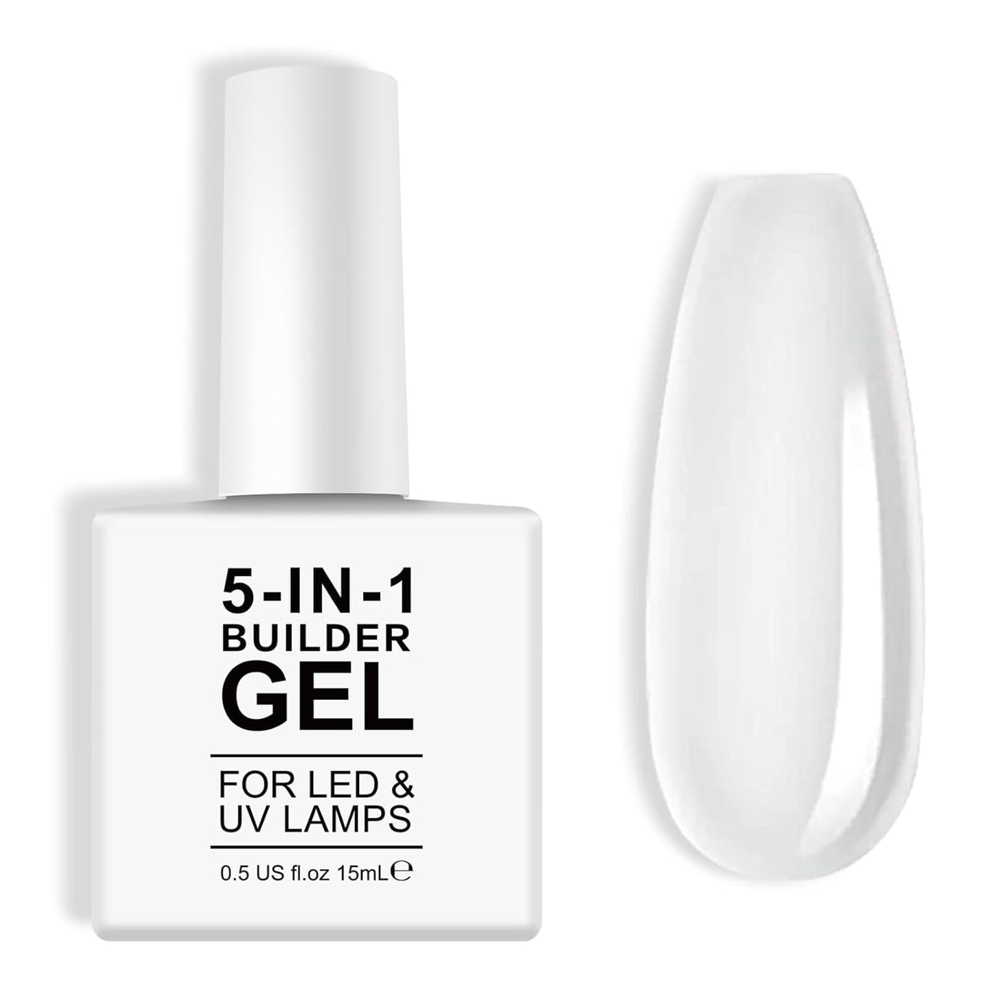 Gel per ricostruzione unghie 5 in 1 da 15 ml, gel per ricostruzione unghie, gel per ricostruzione unghie, smalto per unghie UV/LED, extension, nail art, adesivi, gel per ricostruzione unghie (bianco)