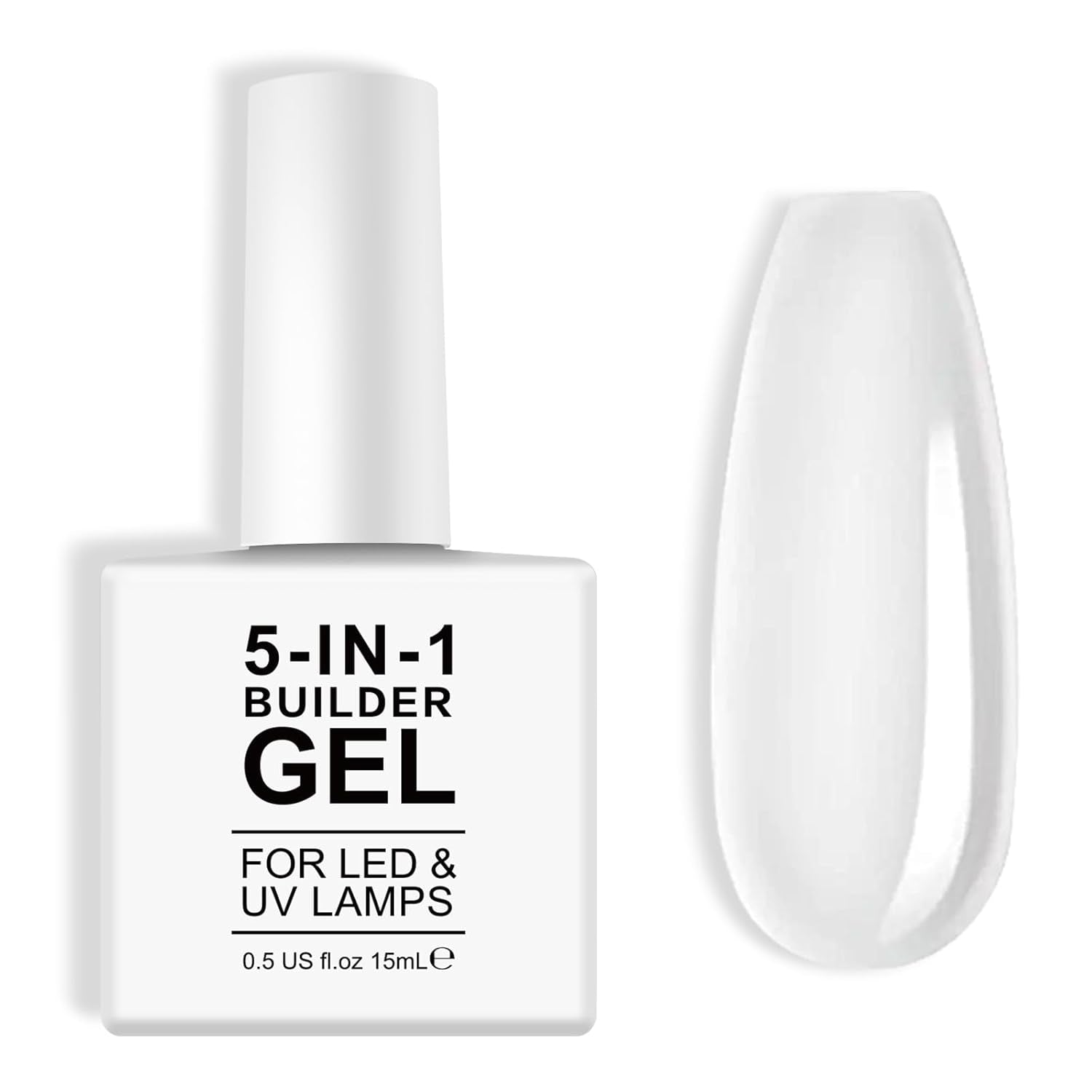 Gel per ricostruzione unghie 5 in 1 da 15 ml, gel per ricostruzione unghie, gel per ricostruzione unghie, smalto per unghie UV/LED, extension, nail art, adesivi, gel per ricostruzione unghie (bianco)