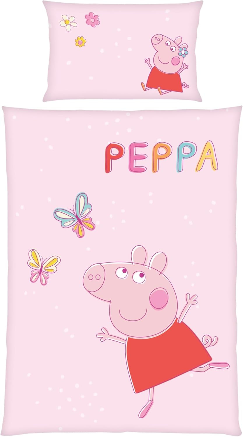 Set biancheria da letto per bambini Peppa Pig, 100 x 135 cm e 40 x 60 cm, biancheria da letto in cotone - bambini Naty Shop Default Title