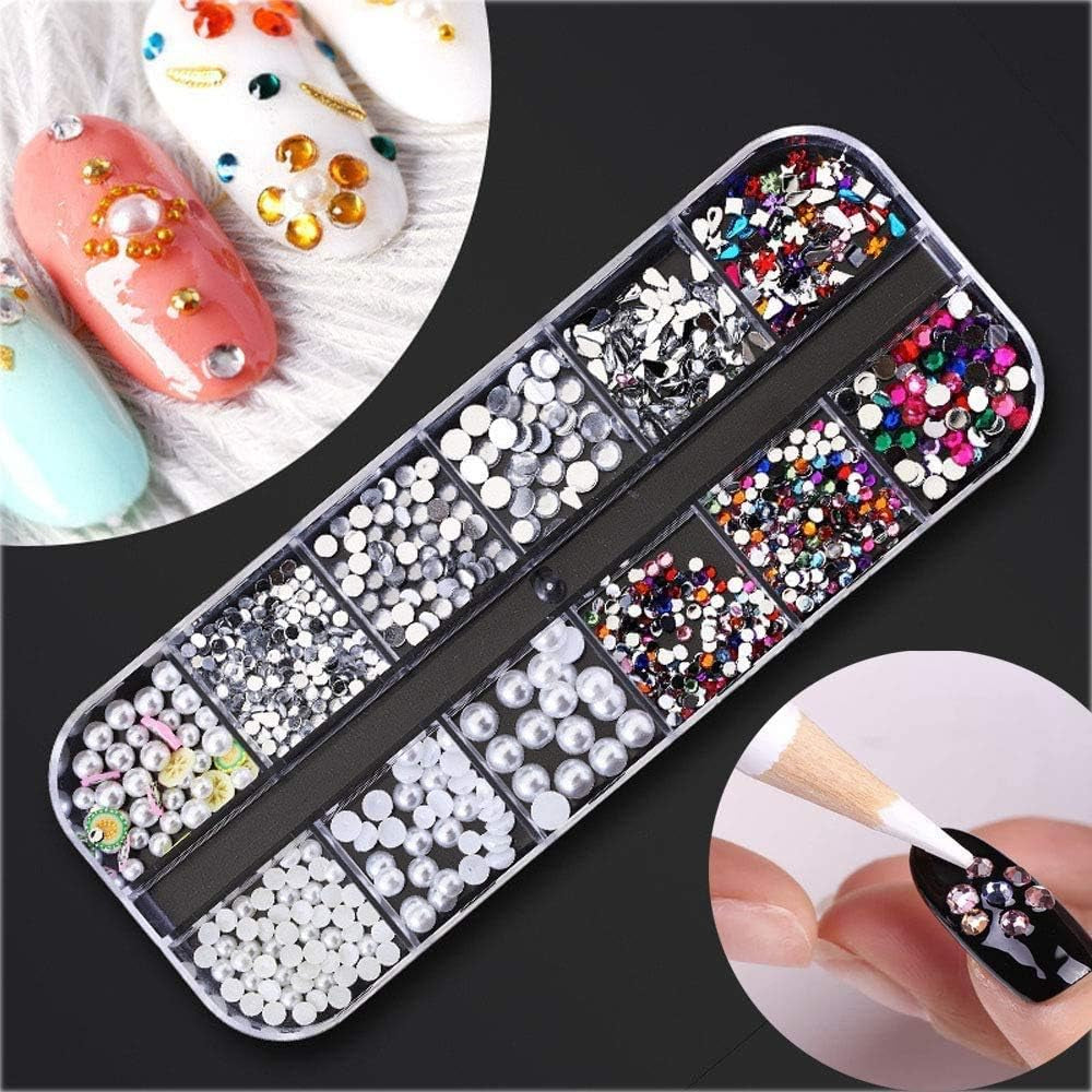 Kalolary Fiori secchi per unghie Farfalla Paillettes Smalto per unghie Adesivi per unghie Pinzetta Pietre per unghie Strass per unghie Matita per unghie 3D Decorazioni fai da te