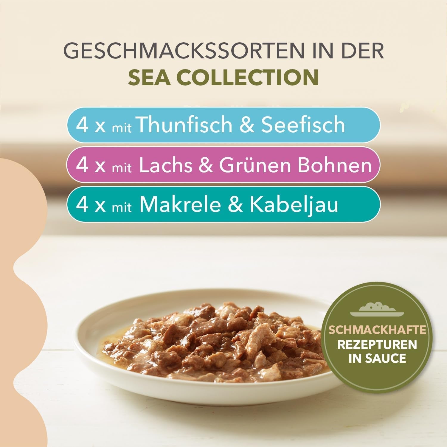 IAMS Delights Sea Collection Cibo umido per gatti senza cereali - Confezione multipla con varietà di pesce in salsa, cibo umido senza cereali per gatti a partire da 1 anno, 12 x 85 g