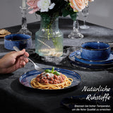 Homikit Servizio Piatti, Servizio Piatti 12 Pezzi per 4, Servizio Piatti Combo con Piatti, Piattini Dessert e Ciotole Cereali, Adatto al Microonde e alla Lavastoviglie, Elegante Blu
