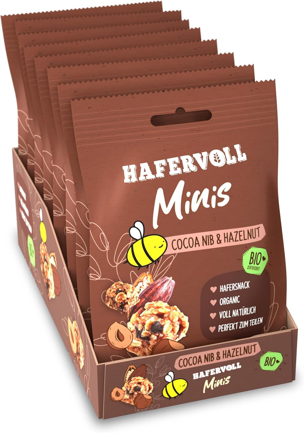 HAFERVOLL Minis Colza e Banana 8x 65g - Certificato biologico, con miele, senza zuccheri aggiunti, perfetto da condividere