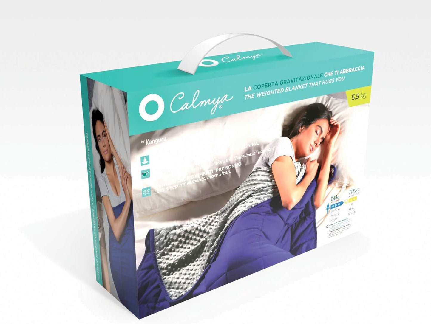 Kanguru Calmya, Coperta con peso 10,5 kg, Aiuta ad addormentarsi e a dormire meglio, Adatta a persone con peso corporeo superiore a 90 kg Piumini e trapunte Naty Shop