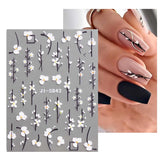 JMEOWIO 3D Nagelsticker Frühling Blume Nail Art Sticker Selbstklebend Nagelaufkleber 5D Stereoscopic Buntes Sommer Blumen Dekoration Nageldesign Zubehör 4 Blatt