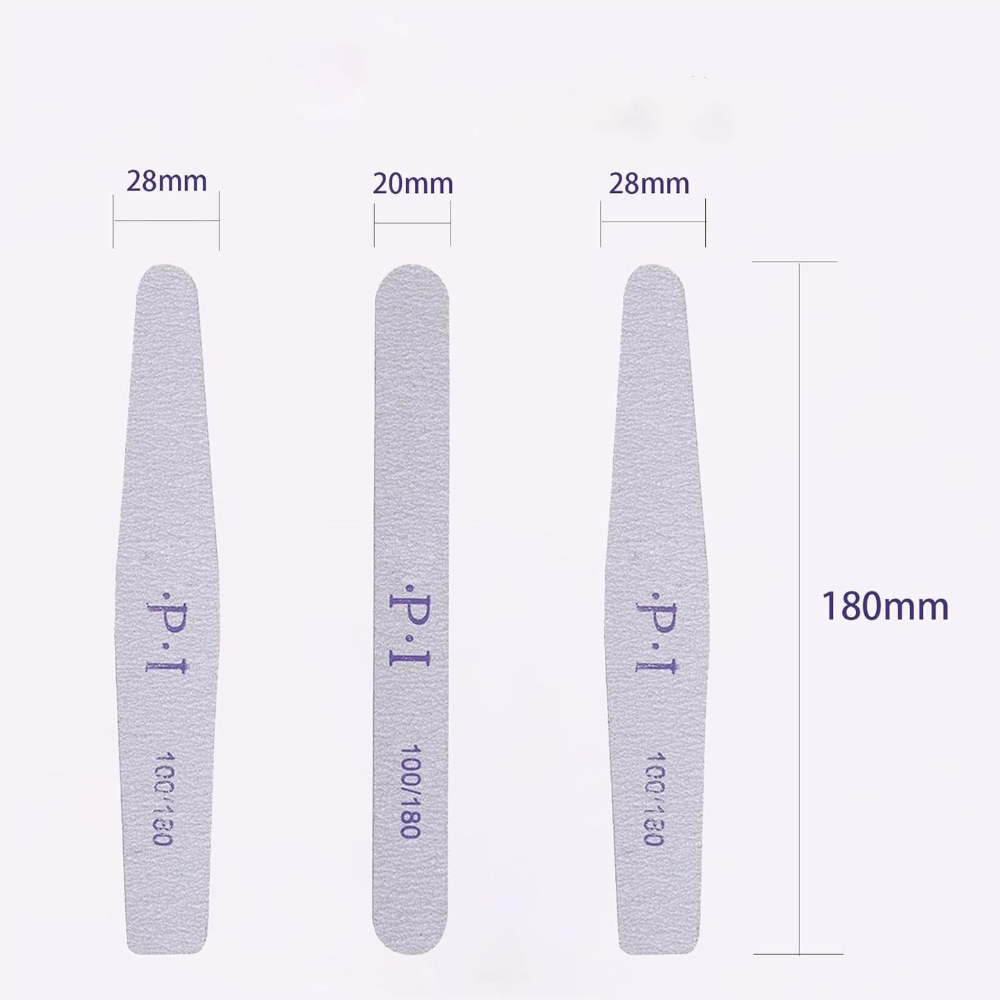 Set di 3 lime per unghie, lime per unghie per unghie in gel, accessori per unghie in gel resistenti all'usura e lavabili, lime per unghie professionali 100/180 con 3 forme, bianco