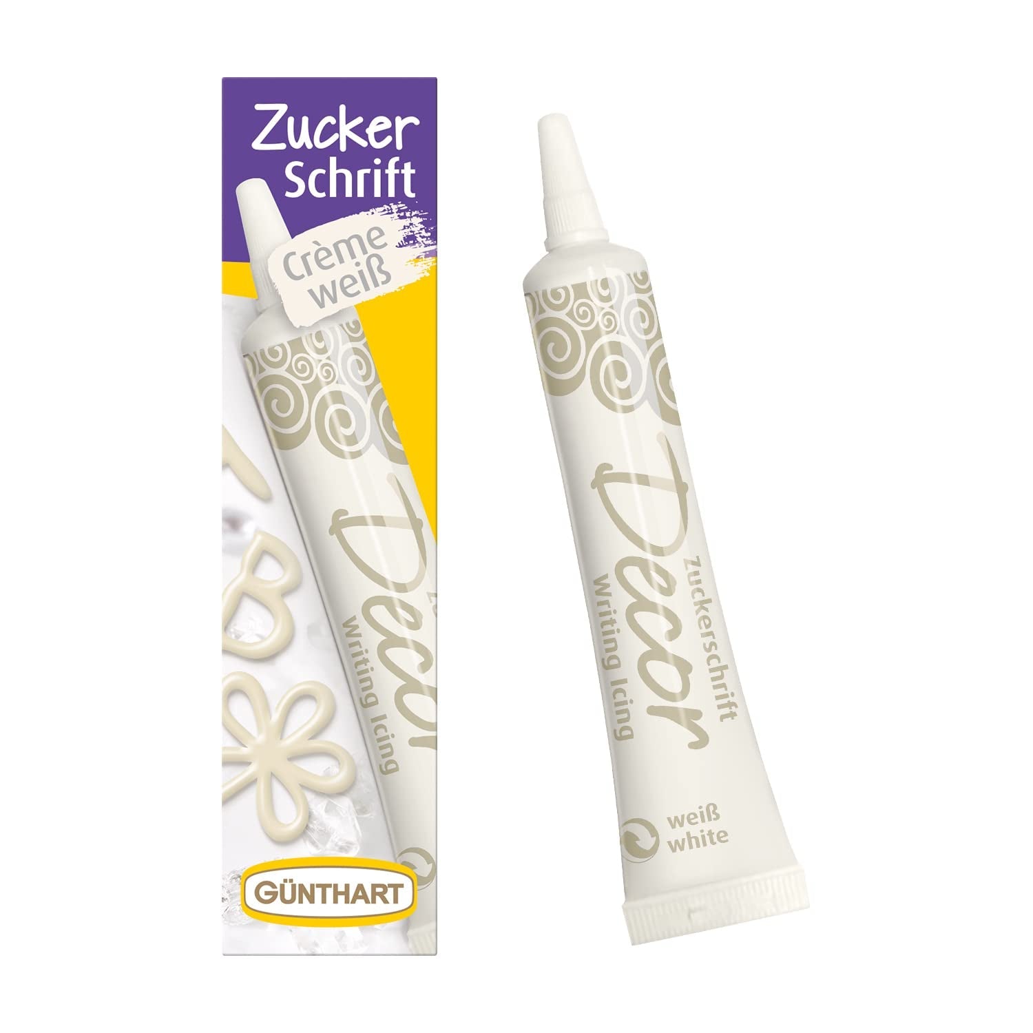 Günthart Backdecor 25 g Zucchero con lettere ORO Per tutti i dolci dal colore dorato In zucchero per bellissime lettere e disegni, 1 confezione (25 g)