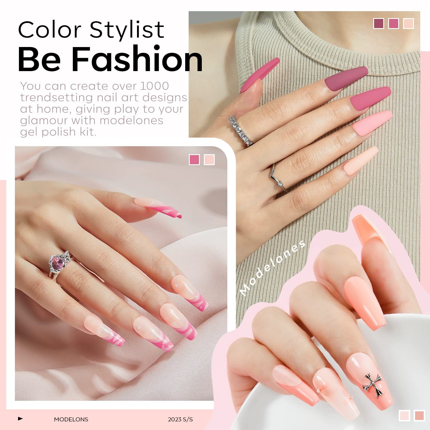Modelones Set Smalti Gel per Unghie 35 Pezzi, Set Smalti Gel UV con Lampada da 48 W, Set Smalti Gel per Unghie Nude Marrone Bianco Rosa, Set Smalti Gel UV con Base Top Coat Set per Unghie