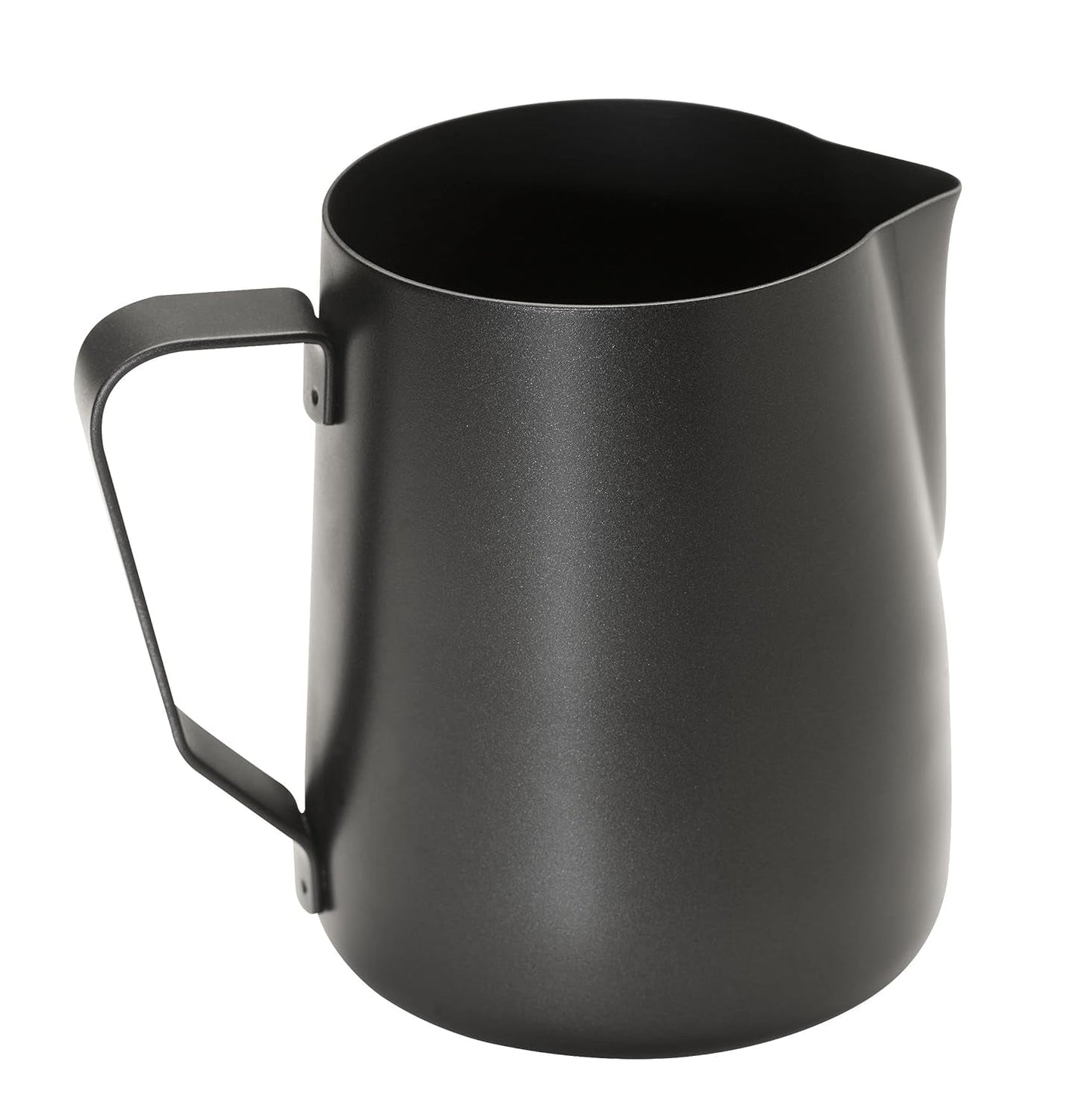 APS 10334 Bricco per latte - Bricco per latte di alta qualità con rivestimento antiaderente, realizzato in acciaio inossidabile - Perfetto per montare la schiuma di latte. Tazza universale, nera, 350 ml.