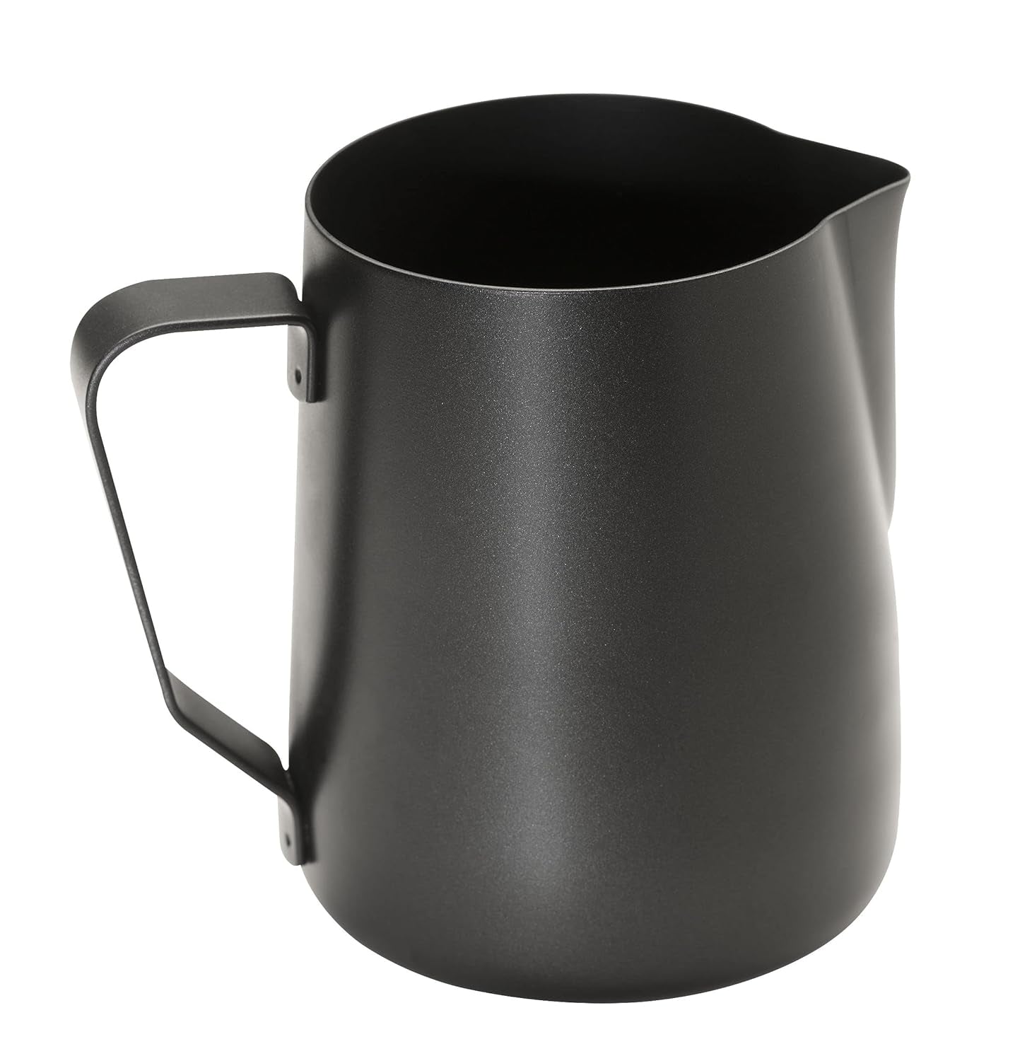 APS 10334 Bricco per latte - Bricco per latte di alta qualità con rivestimento antiaderente, realizzato in acciaio inossidabile - Perfetto per montare la schiuma di latte. Tazza universale, nera, 350 ml.