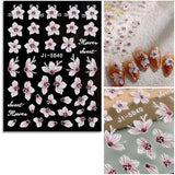 JMEOWIO 3D Nagelsticker Frühling Blume Nail Art Sticker Selbstklebend Nagelaufkleber 5D Stereoscopic Buntes Sommer Blumen Dekoration Nageldesign Zubehör 4 Blatt
