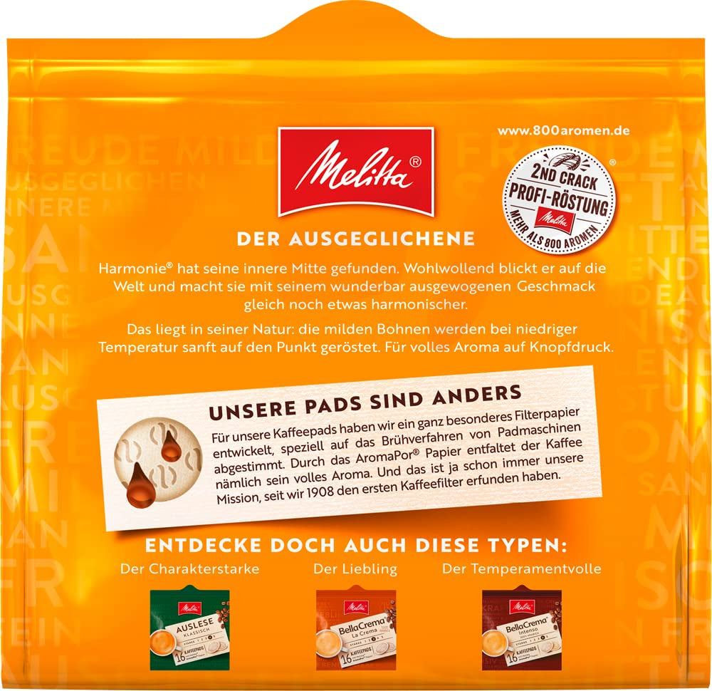Melitta BellaCrema Intenso gemahlener Röstkaffee in Kaffee-Pads 10 x 16 Pads & Harmonie Mild gemahlener Röstkaffee in Kaffee-Pads 10 x 16 Pads