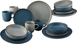 CreaTable, 21016, serie Modern Scandic Blue-Grey, set di stoviglie da 16 pezzi, servizio combinato in porcellana, lavabile in lavastoviglie e adatto al microonde, produzione di qualità