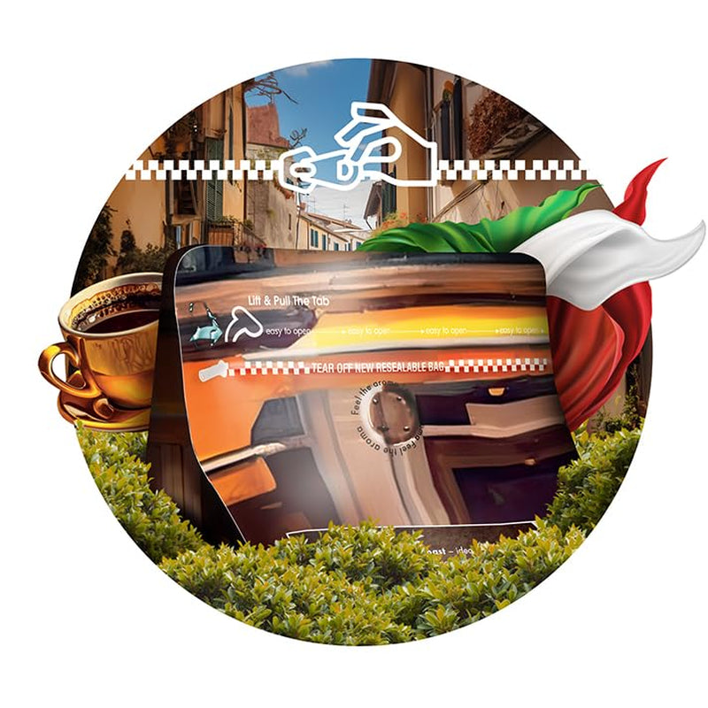 Caffè in grani tostati Italiana Bellagio 1kg | 80% Arabica e 20% Robusta | con sentori di frutta secca e cioccolato fondente | appena tostato, bassa acidità | per macchine da caffè | Caffè Orca Blu