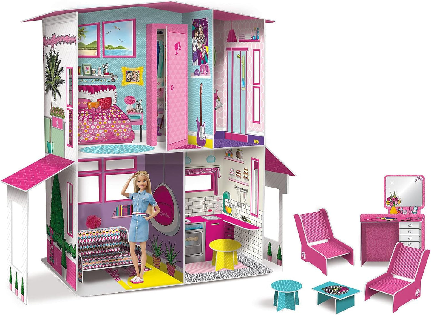 Lisciani - Casa delle Bambole BARBIE - Barbie Villa da Sogno su Due Piani - Casa 3D da Costruire, Decorare e Progettare - Giocattolo Creativo di Artigianato e Costruzioni per Bambini dai 4 Anni in su Case delle Bambole Naty Shop Titolo predefinito