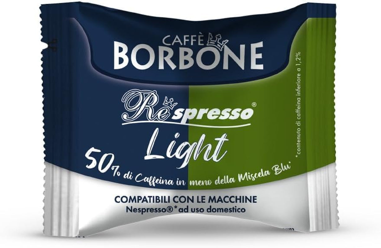 Caffè Borbone Respresso, Miscela di caffè leggera, 50% Weniger Kaffein als die Blue Mischung - 50 Kapseln - Compatibile con Nespresso®* Haushalts-Espressomaschinen