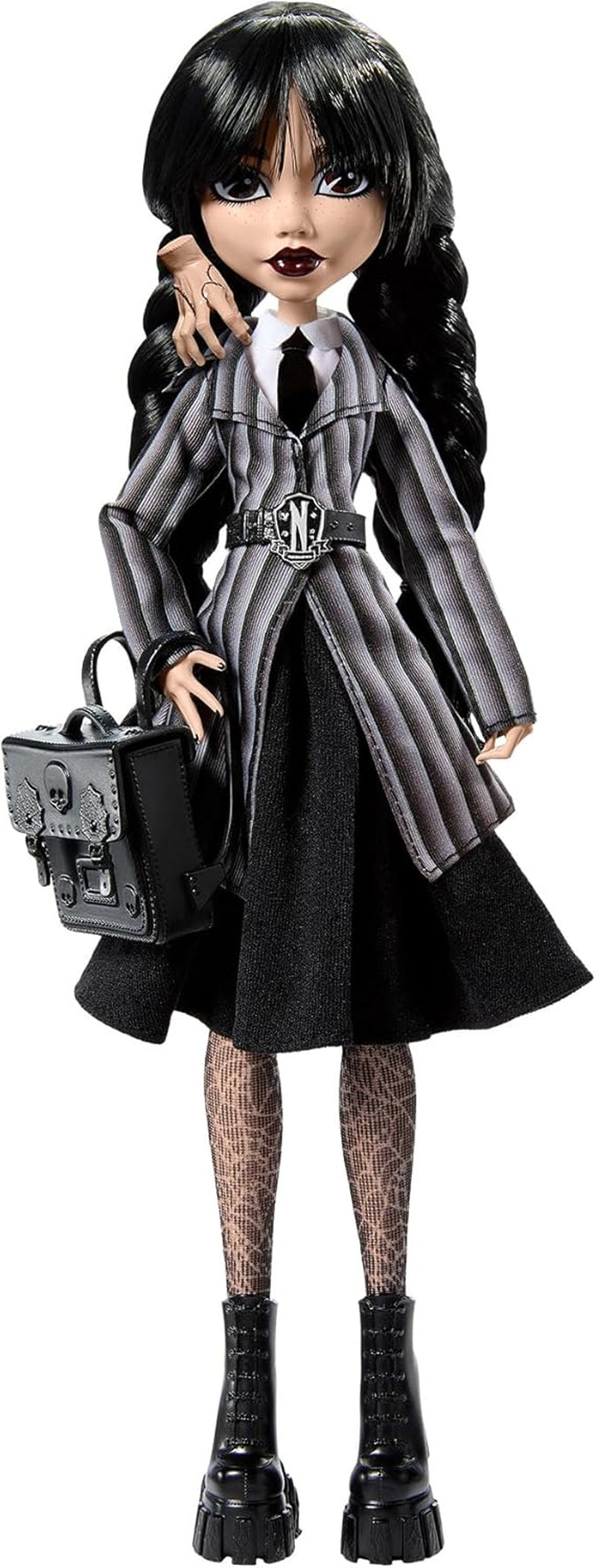 Monster High Wednesday Bambola e accessori Mercoledì Addams Figura da collezione in uniforme Nevermore Academy con mano ghiacciata e zaino Supporto per bambola HXJ04 Naty Shop Dolls