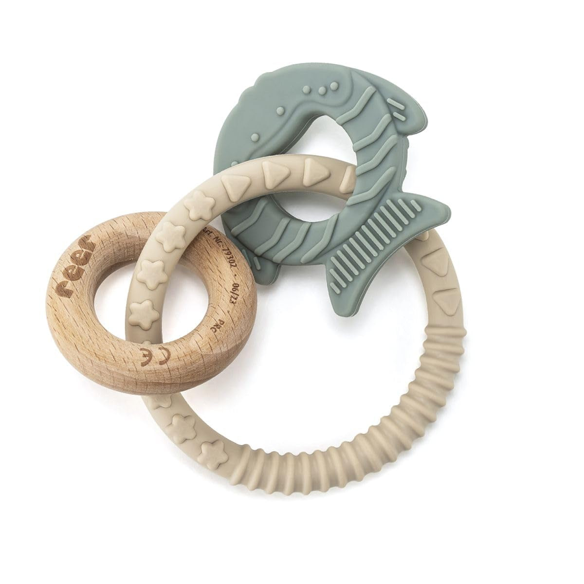 reer BiteDuo | Massaggiagengive in legno di silicone per bambini | Aiuto per la dentizione | Motorized toy