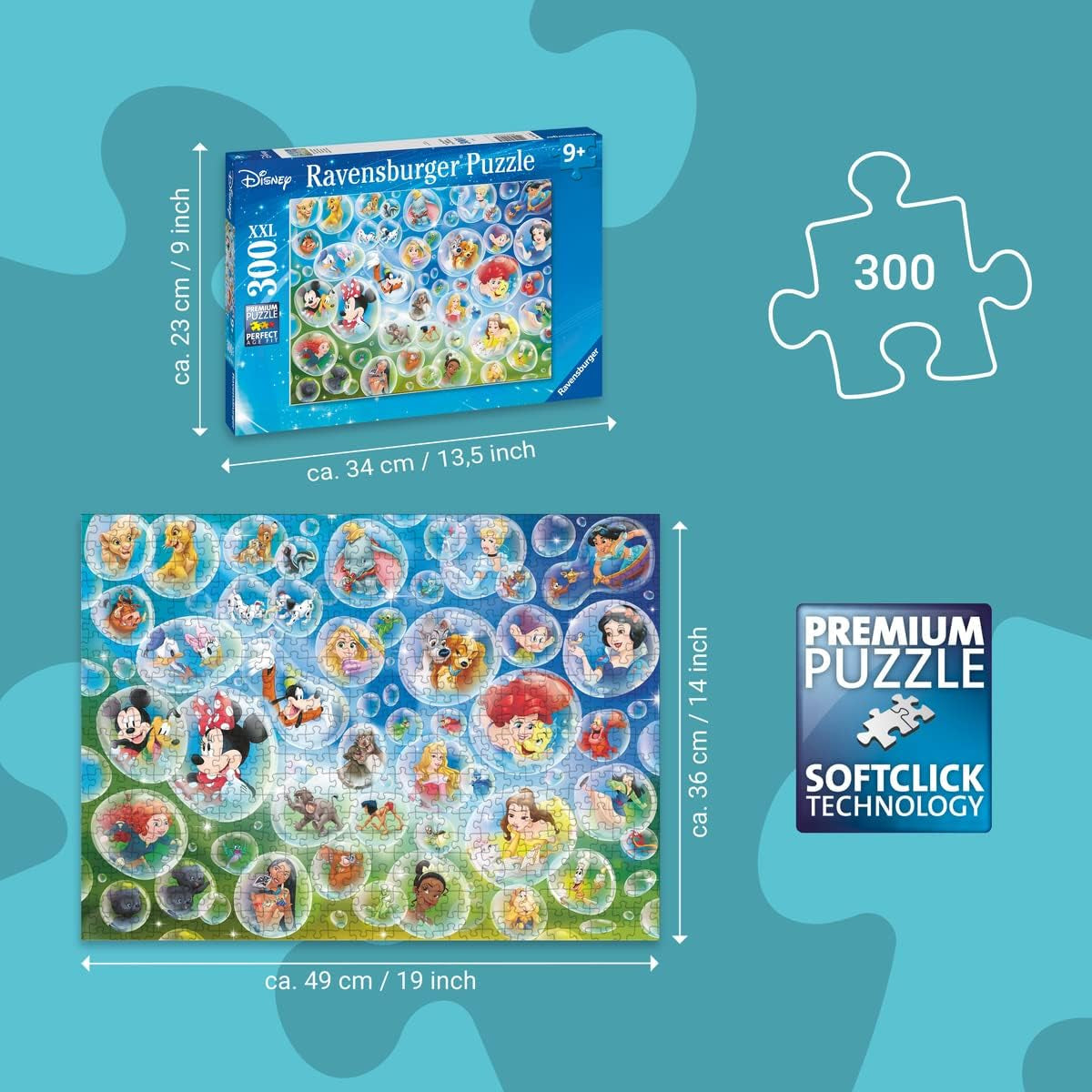 Ravensburger Puzzle 80536 - Bolle di sapone Disney, puzzle da 300 pezzi per fan Disney dai 9 anni in su Puzzle Naty Shop