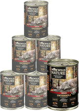 Dehner Wild Nature Katzenfutter Unterholz, Nassfutter getreidefrei / zuckerfrei, für ältere Katzen, Wildschwein, 6 dosi da 400 g, (2,4 kg)