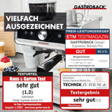 Macchina per caffè espresso GASTROBACK con macinacaffè, inclusa lattiera, pressa e portafiltro in acciaio inox - Macchina per caffè espresso Barista con montalatte - Macchina per caffè espresso con 30 impostazioni di macinatura