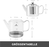 Karaca Dora Set bollitore in vetro borosilicato con infusore per tè in acciaio inossidabile, bollitore da 2 litri e bollitore in vetro da 1 litro con infusore, bollitore turco, Caydanlik, macchina per tisane turche, tè sfuso, XL