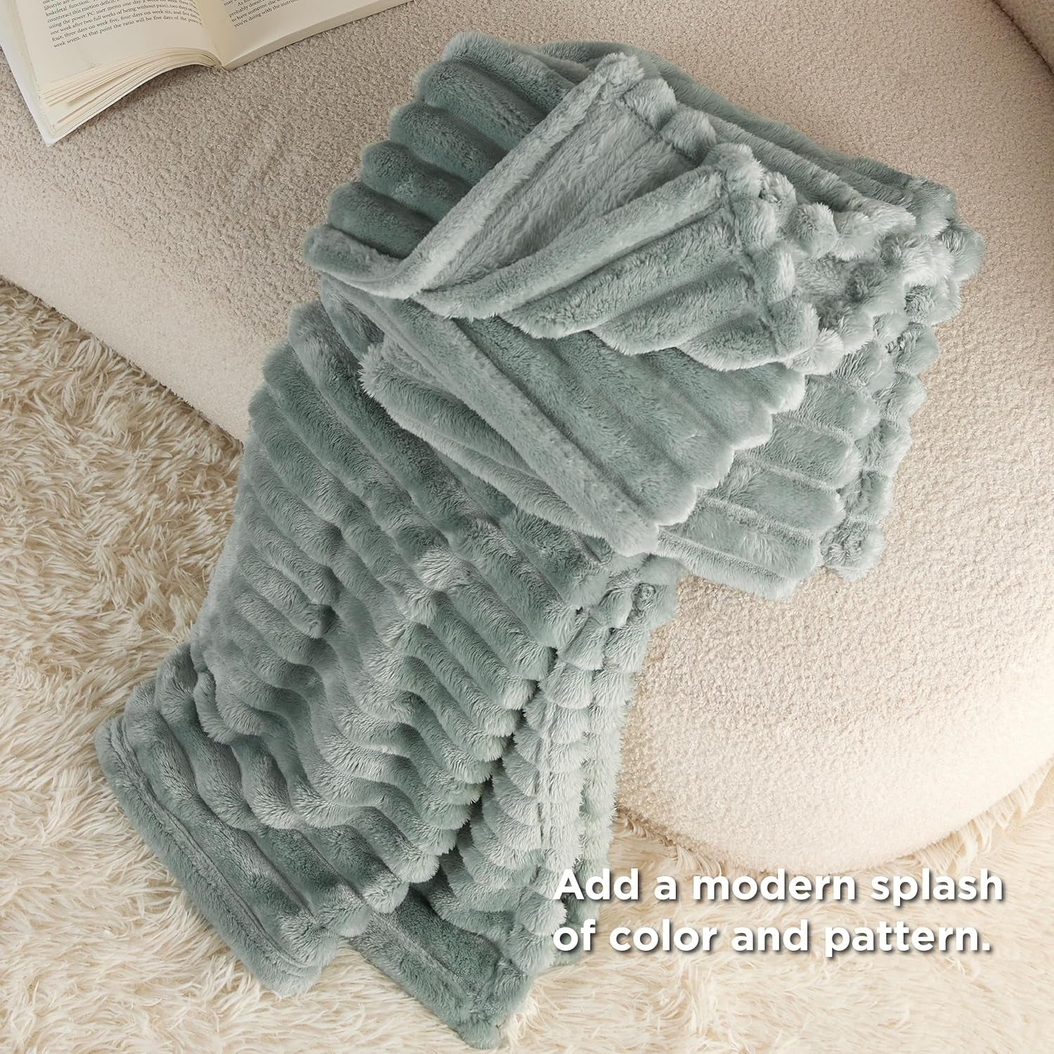 BEDSURE Coperta in pile verde salvia per divano - Coperte super morbide e accoglienti per donne, piccola coperta carina per ragazze, letti e coperte 127 x 152 cm Beuche den BEDSURE-Store