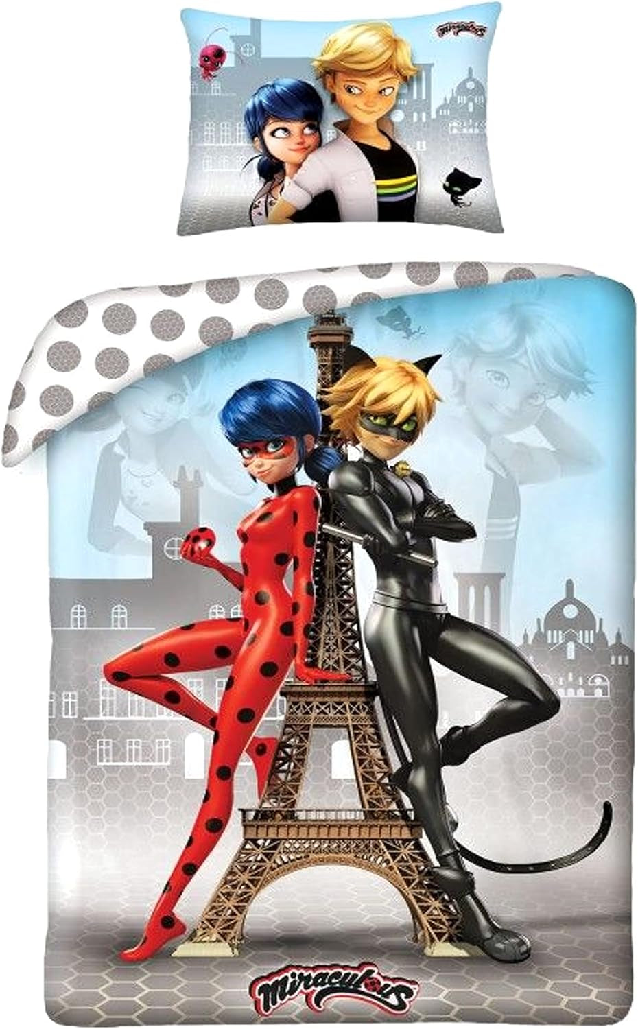 Biancheria da letto per bambini, film e cartoni animati, reversibile, in cotone Biancheria da letto - bambini Naty Shop Miraculous