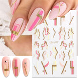 JMEOWIO Nagelsticker Französische Tipp 9 Blatt Nail Art Sticker Selbstklebend Nagelaufkleber Glitzer Wellenlinie Dekoration Nageldesign Zubehör