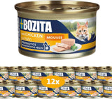 Bozita Mousse Pollo - 12 x 85 g di cibo umido per gatti con una consistenza fine di mousse e pollo - ricetta senza cereali, senza zuccheri aggiunti - con postbiotici per supportare la sana flora intestinale