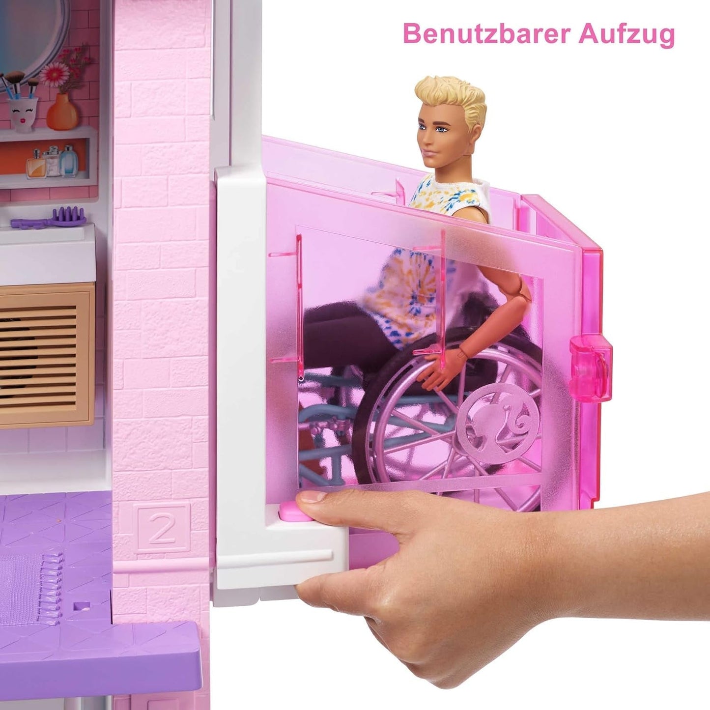 Barbie Dream House (114 cm), casa delle bambole a 3 piani, piscina, scivolo, ascensore per sedie a rotelle, 75 accessori, bambole, adatta come regalo per bambini dai 3 anni in su, GRG93 Naty Shop Case delle bambole