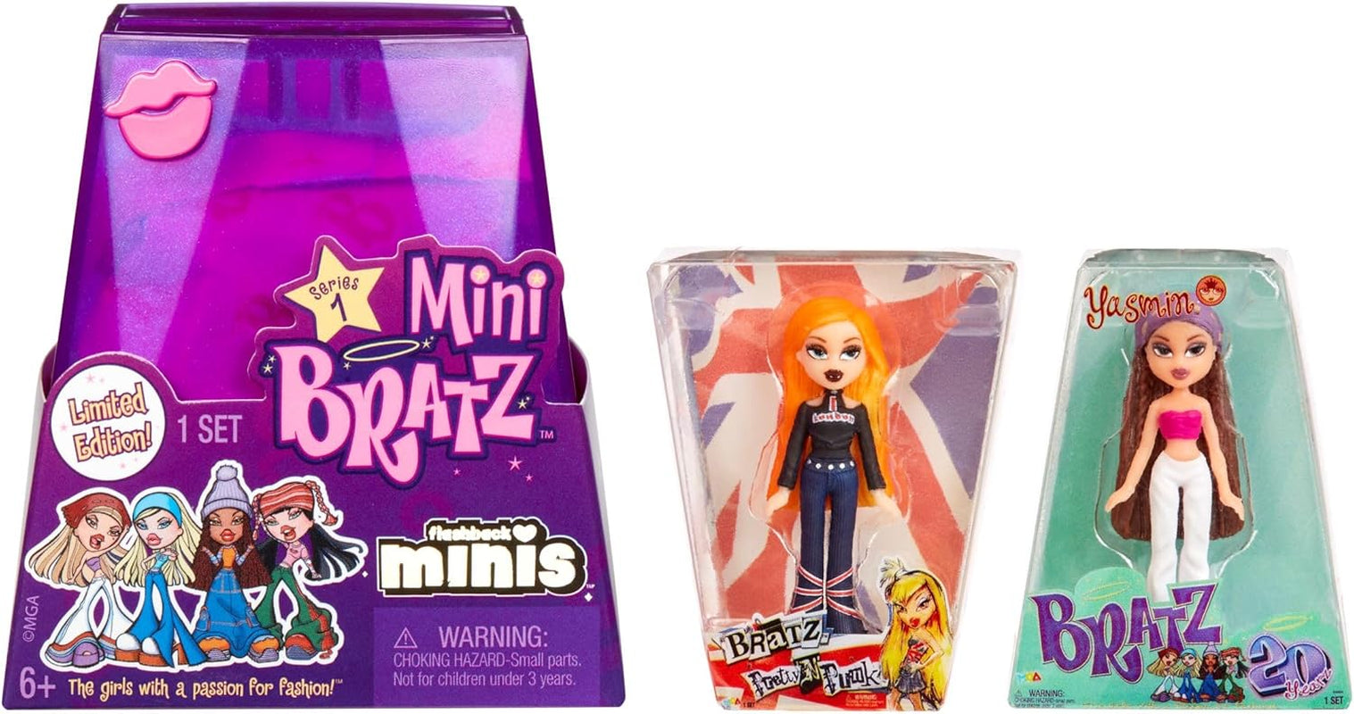 Bambole Bratz Miniverse MGA Y2K Nostalgia Flashback Minis in edizione limitata - PACCHETTO SORPRESA - 2 mini bambole Bratz e vetrina - Ottimo regalo per bambini e collezionisti 6+