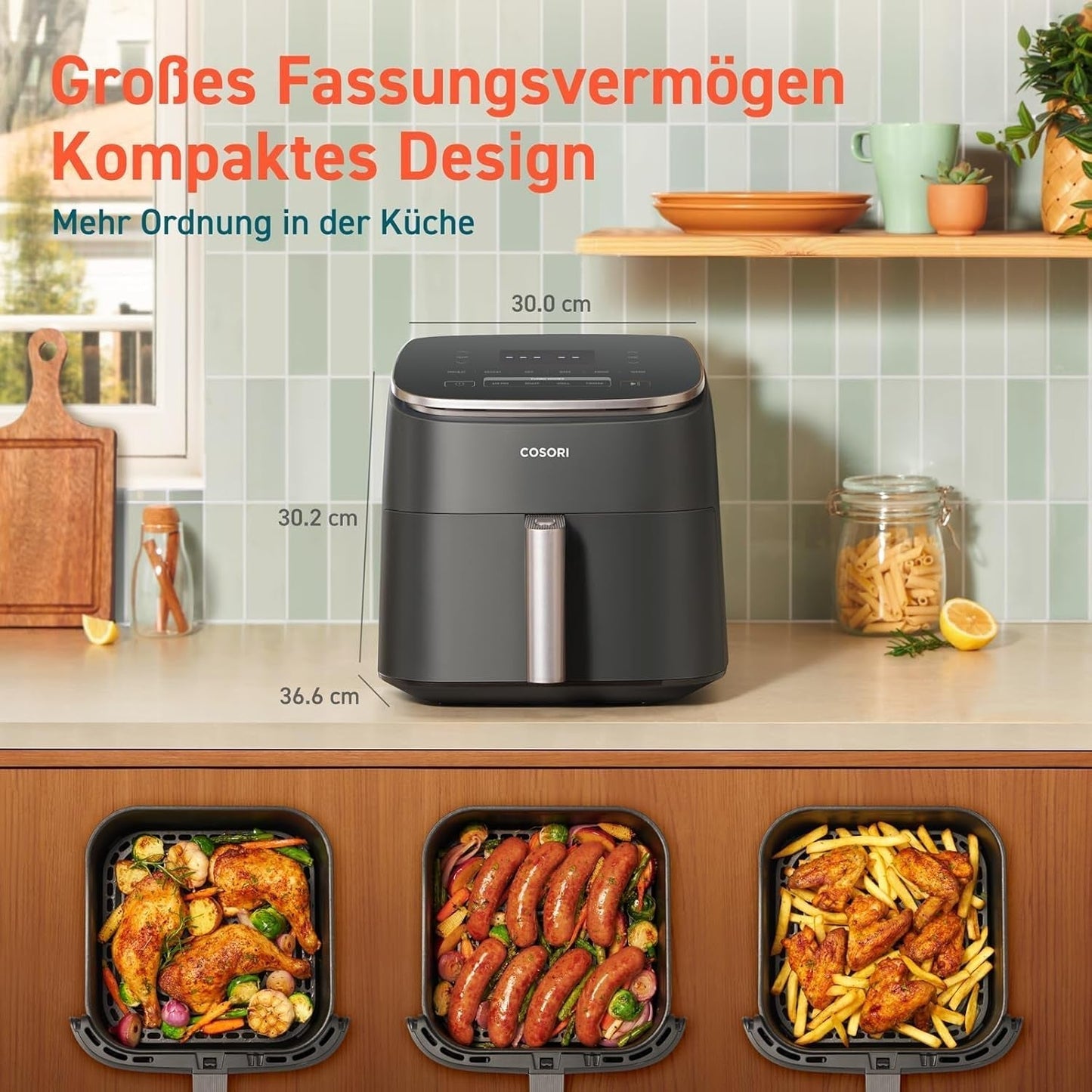 Cosori Friggitrice ad Aria Calda Turboblaze Airfryer, 9-in-1, 6 litri, silenziosa Elettrodomestici Naty Shop