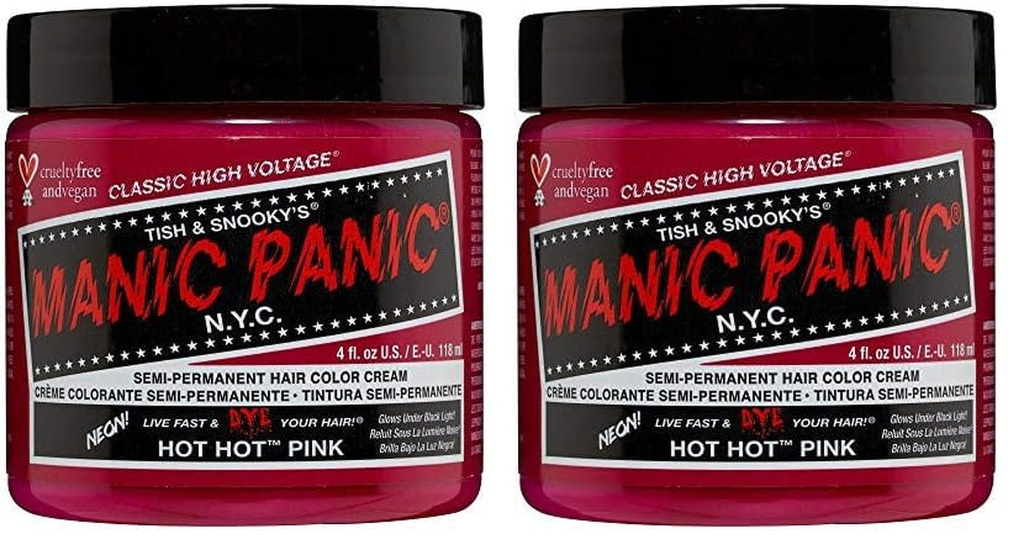 Manic Panic Hot Hot Pink Crema Classica Tintura Per Capelli Semi Permanente Vegan Cruelty Free 118 Ml Naty Shop Tintura Per Capelli Hot Hot Pink 118 Ml (Confezione Da 2)