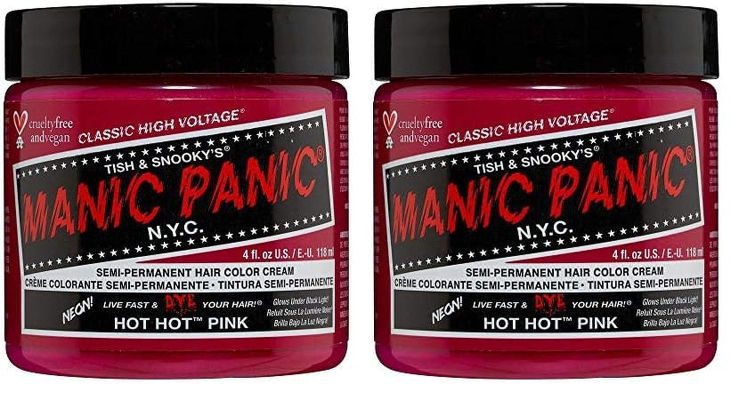 Manic Panic Hot Hot Pink Crema Classica Tintura Per Capelli Semi Permanente Vegan Cruelty Free 118 Ml Naty Shop Tintura Per Capelli Hot Hot Pink 118 Ml (Confezione Da 2)