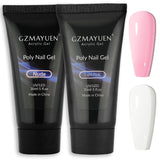 GZMAYUEN Poly Nail Gliding Solution 30ml * 2 Gel per estensione unghie Gel liquido per estensione poly - Soluzione scorrevole facile fai-da-te con pennello