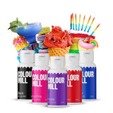 Set coloranti alimentari liquidi Color Mill - 5 x 20 ml a base di olio (nero, rosa shocking, viola, rosso e blu) - Resistente ai raggi UV - Perfetto per cuocere al forno e come guarnizione per torte, muffin e decorazioni per torte