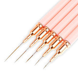 Nail Art Liner-Brush 5-Teiliges Gel-Nagellack-Malerei-Nagel-Punkt-Zeichnungs-Werkzeug Für Lange Linien Kunst-Design-Stift-Set Metallgriff Nail-Art-Design-Binsel Für Frauen