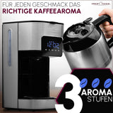 Macchina da caffè Profi Cook | 8-10 tazze | Temporizzatore | Controlli tattili con sensore | Caraffa termica a doppia parete da 1,2 litri | Sigillo di sapore | Caffettiera con filtro in acciaio inox | PC-KA 1191