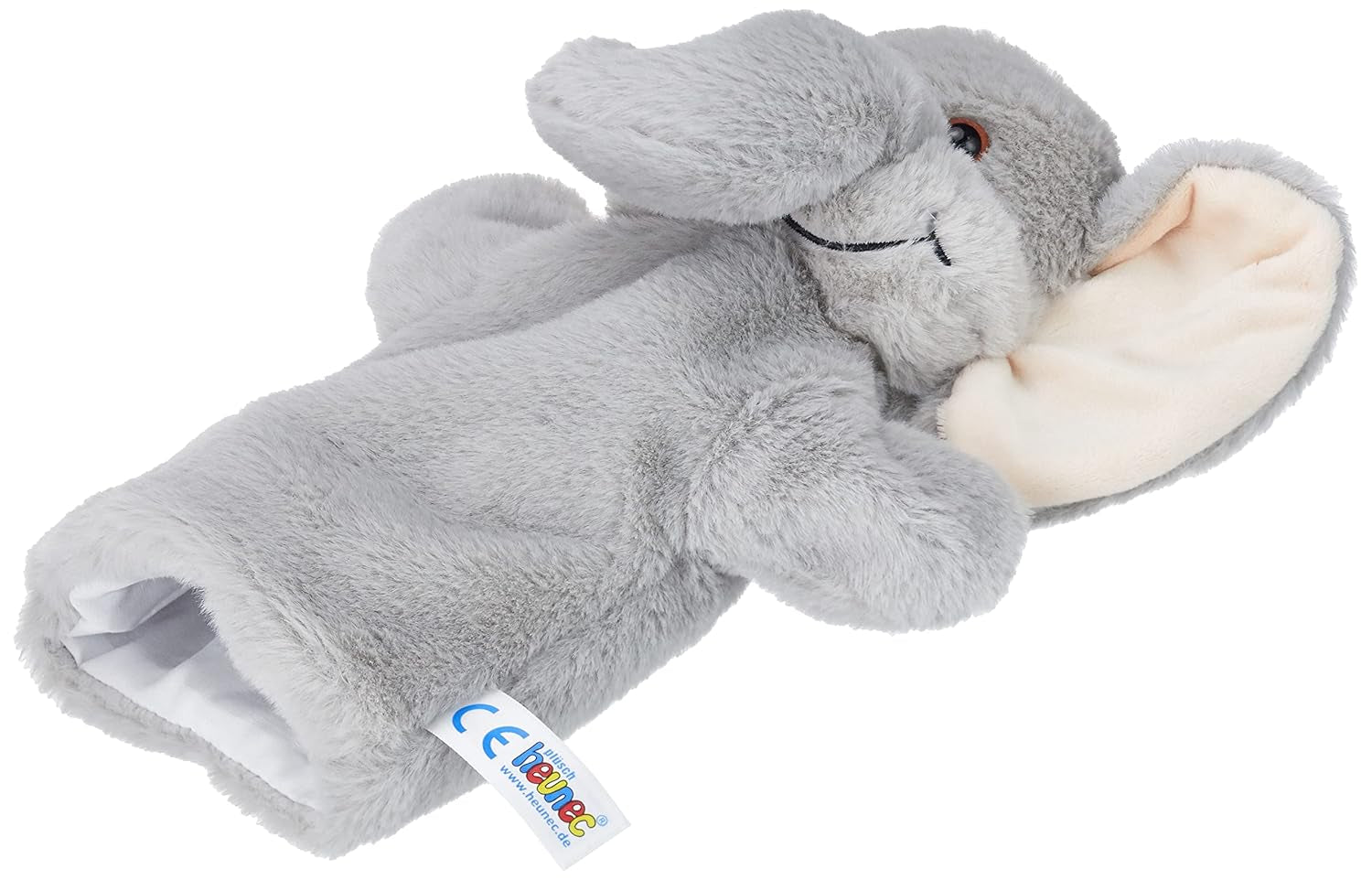 394070 Elefante burattino da mano, grigio Giocattoli Bebe Naty Shop