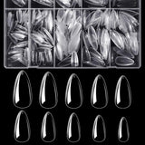 Btartbox Punte per unghie a mandorla extra corte - Gel a copertura totale X Punte per unghie in gel morbide XS - Semi-opache preformate per salone per unghie larghe 320 pezzi